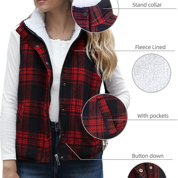 ❌SOLD❌ Red Plaid Vest - Picture 4 of 5